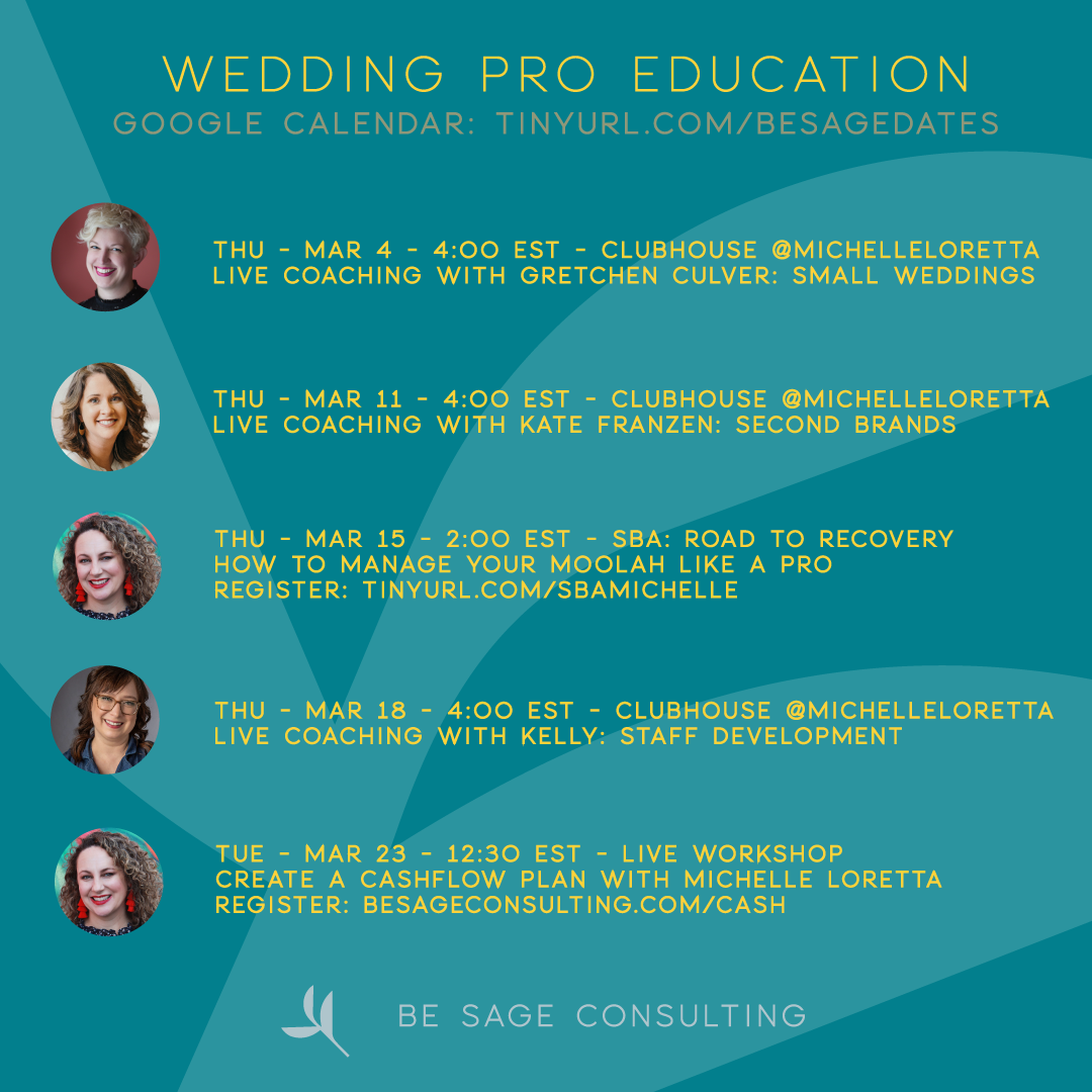 Wedding & Event Business Education Be Sage Consulting formerly Sage